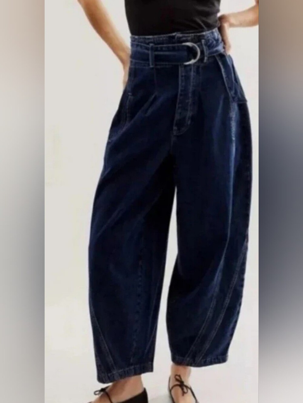 We The Free Amsterdam Belted Barrel Jeans Size XL